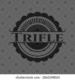 Trifle realistic dark emblem. Vector Illustration. Detailed. 