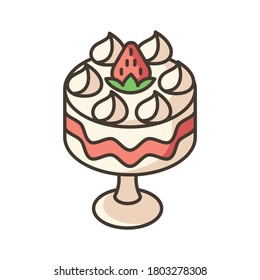 Trifle RGB color icon. Fruit dessert with whipped cream. Classic British cuisine. Traditional English dessert. European sweets. Authentic sweet food. Isolated vector illustration