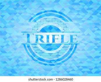 Trifle sky blue emblem with triangle mosaic background