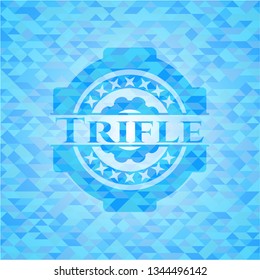 Trifle sky blue emblem with triangle mosaic background