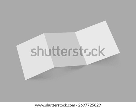 Trifold A4 Flyer Mockup. Blank Brochure Template - A4 Paper Leaflet, Flyer, Brochure or Leaflet Design Template with Shadows on Gray Background for Printed Presentation vector