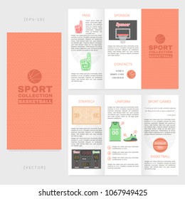 Tri-fold basketball brochure template. Good for advertising and information printed products.
