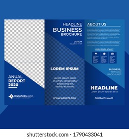 Tri-fold blue  business brochure vector template design