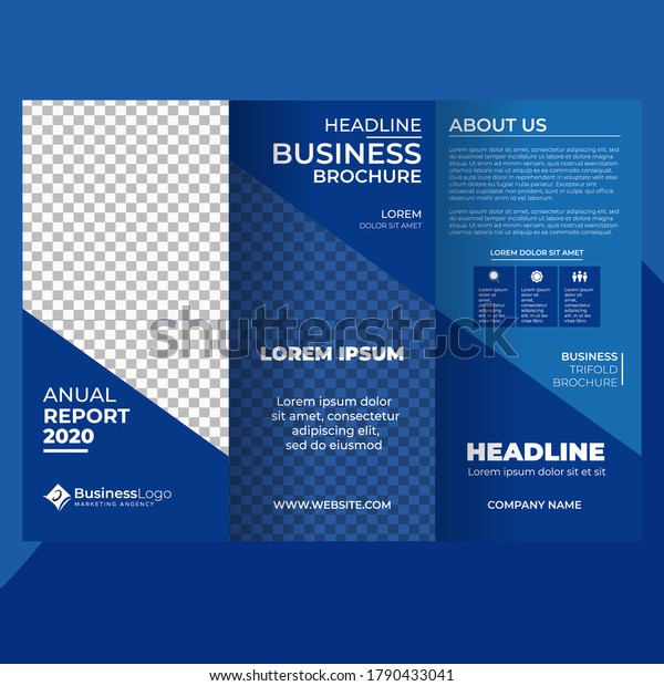 Trifold Blue Business Brochure Vector Template Stock Vector (Royalty ...