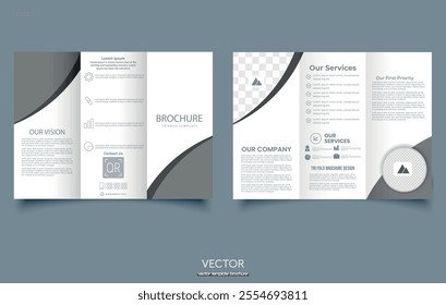 Trifold booklet template illustrator. Brochure Mockup. EPS10 Vector
