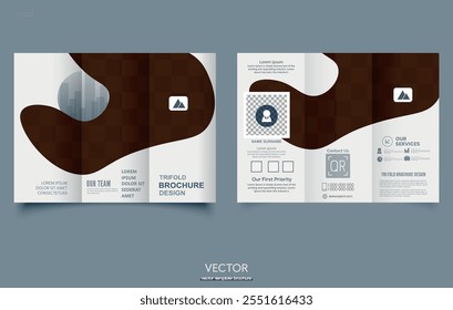 Trifold brochure with abstract spot. Vector graphics.