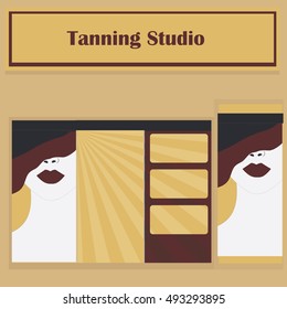 tri-fold brochure advertisement for the studio tan beauty SPA salons banner booklet cap for Website design template