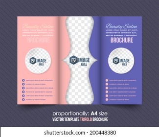 Tri-fold Brochure Beauty Salon and Catalog Vector Design Template 