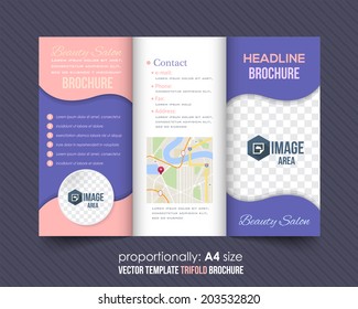 Tri-fold Brochure Beauty Salon and Catalog Vector Design Template