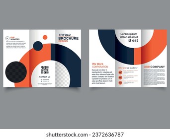 Trifold brochure with bright circles. Creative modern bright background with colorful circles and round