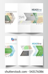 Tri-fold brochure business templates on both sides. Easy editable abstract layout in flat design. City map with streets. Flat design template for tourism businesses, abstract vector illustration.