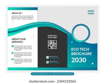 trifold brochure business themed blue template