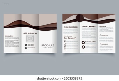 Trifold brochure coffee template with waves
