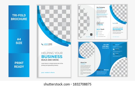 Trifold Brochure Creative Corporate Business Trendy Megapack Multipurpose, geometric, folded flyer, report cover, back, and inside pages, Vertical a4 format, modern, Layout, template vector design set