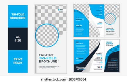 Trifold Brochure Creative Corporate Business Trendy Megapack Multipurpose, geometric, folded flyer, report cover, back, and inside pages, Vertical a4 format, modern, Layout, template vector design set