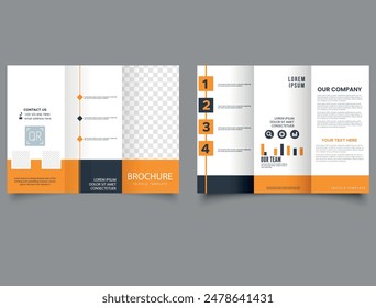 Trifold brochure for cryptocurrency. Modern yellow trifold brochure.