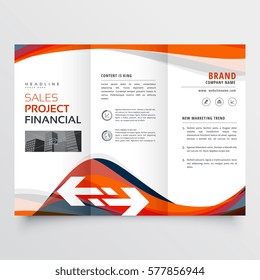 trifold brochure design with attractive abstract wavy shape