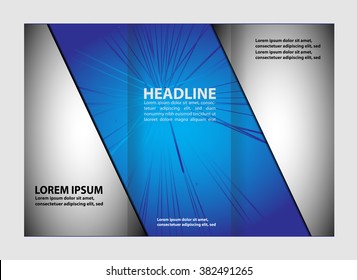 Tri-fold brochure design with blue soft wave

