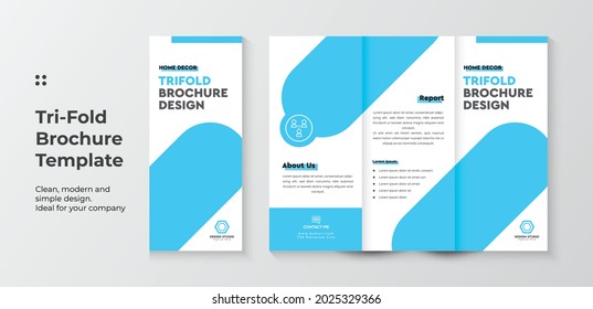 Tri-fold brochure design with a circle, corporate business template for tri-fold flyer. Layout with modern photo and abstract circle background. Creative concept folded flyer or brochure