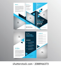 Tri-fold brochure design, corporate business profile, cover design, blue, green creative 300dpi brochure in vector