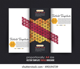 Tri-Fold Brochure Design. Corporate Leaflet, Cover Template