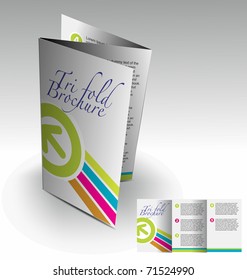 Tri-fold brochure design elemenr, vector illustartion.