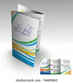 Tri-fold brochure design elemenr, vector illustartion.