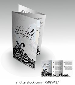 Tri-fold brochure design elemenr, vector illustartion.