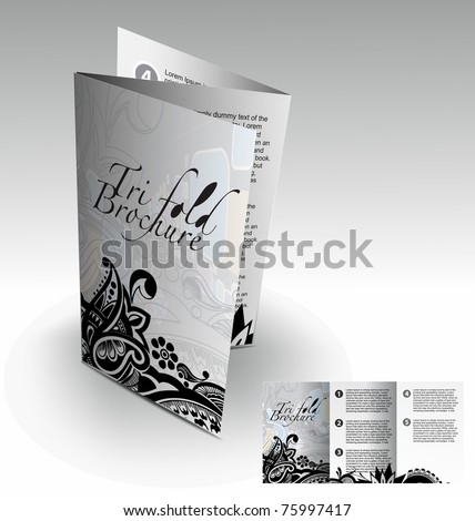 Tri-fold brochure design elemenr, vector illustartion.