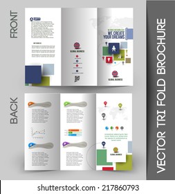 Tri-fold Brochure Design Element, Vector Illustartion. 