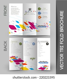 Tri-fold Brochure Design Element, Vector Illustartion. 