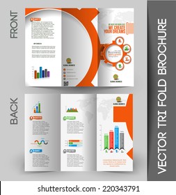 Tri-fold Brochure Design Element, Vector Illustartion. 