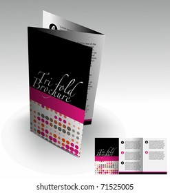 Tri-fold brochure design element, vector illustration.