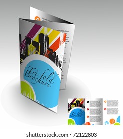 Tri-fold brochure design element, vector illustration.