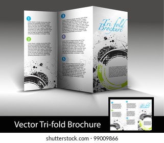 Tri-fold brochure design element, vector illustration.