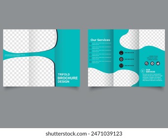 Trifold brochure design with image placeholder on both side. Editable and customize template brochure. Template for Corporate Business Promotion Marketing