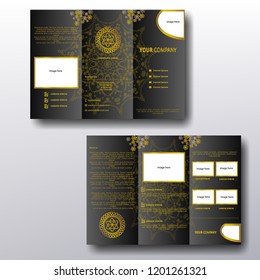 Trifold brochure design with mandala art