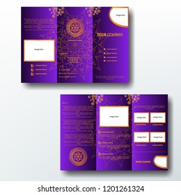 Trifold brochure design with mandala art