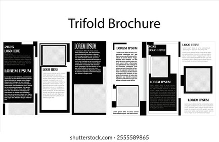 Trifold Brochure design with Square shapes, corporate business template for tri fold flyer. Modern trifold business brochure template, Creative and Professional tri fold brochure vector design.