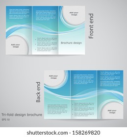 Tri-fold brochure design. Brochure template design  with blue and white