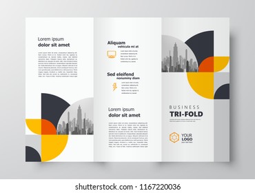 Tri-fold brochure design template business cover geometric theme circles