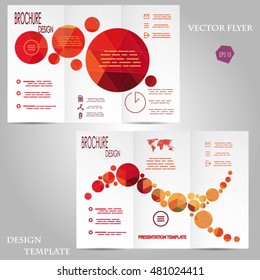 Tri-fold Brochure Design Template With Low Poly Dots And Vivid Colors