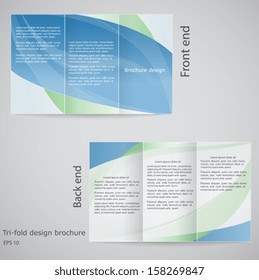 Tri-fold brochure design. Brochure template design in shades of blue and green