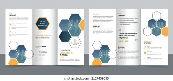 Trifold Brochure Design Template for Your Company, Corporate, Business, Advertising, Marketing, Agency, and Internet business.