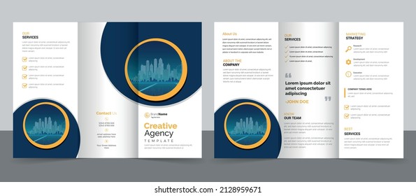 Trifold Brochure Design Template for Your Company, Corporate, Business, Advertising, Marketing, Agency, and Internet business.