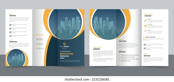 Trifold Brochure Design Template for Your Company, Corporate, Business, Advertising, Marketing, Agency, and Internet business.