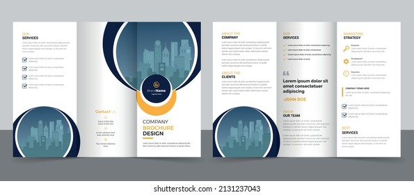 Trifold Brochure Design Template for Your Company, Corporate, Business, Advertising, Marketing, Agency, and Internet business.