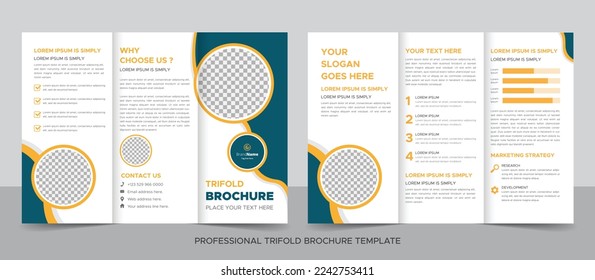Trifold Brochure Design Template for Your Company, Corporate, Business, Advertising, Marketing, Agency, and Internet Business.