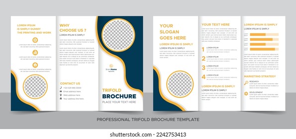 Trifold Brochure Design Template for Your Company, Corporate, Business, Advertising, Marketing, Agency, and Internet Business.