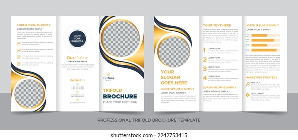 Trifold Brochure Design Template for Your Company, Corporate, Business, Advertising, Marketing, Agency, and Internet Business.